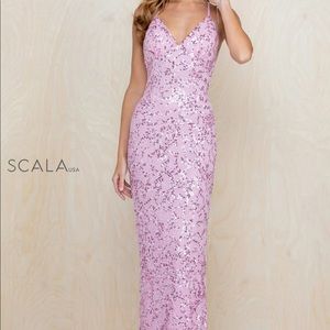 SCALA Lilac Purple Backless Sequin Prom Dress Size 2